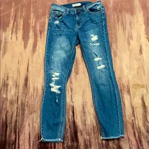 Cello skinny jeans with ruffle at the bottom